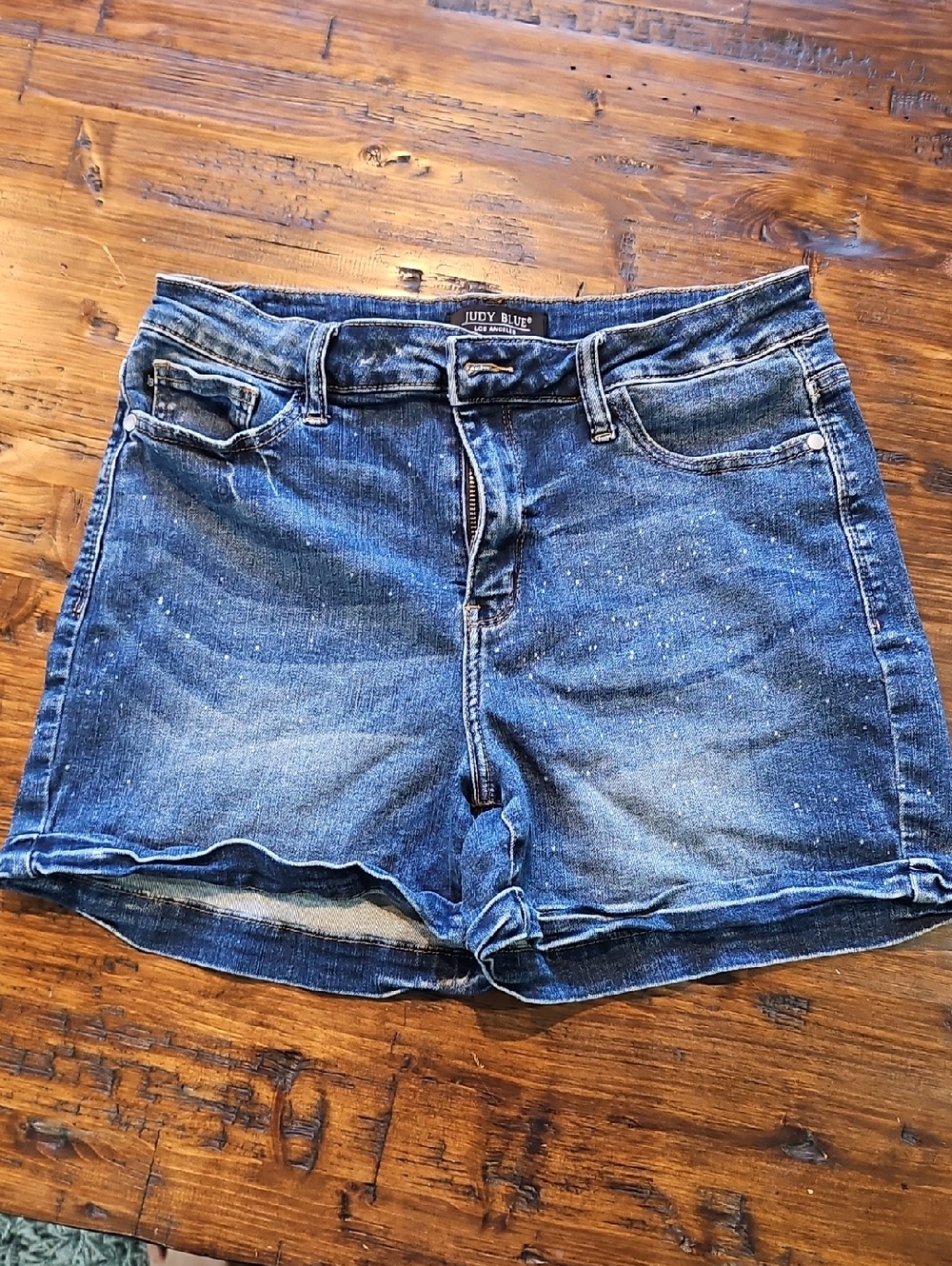 Judy Blue Distressed Dark Blue Denim Shorts